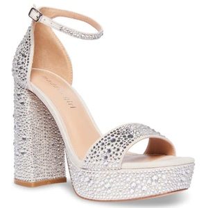 Omega-R Ivory Rhinestone Platform High Heels